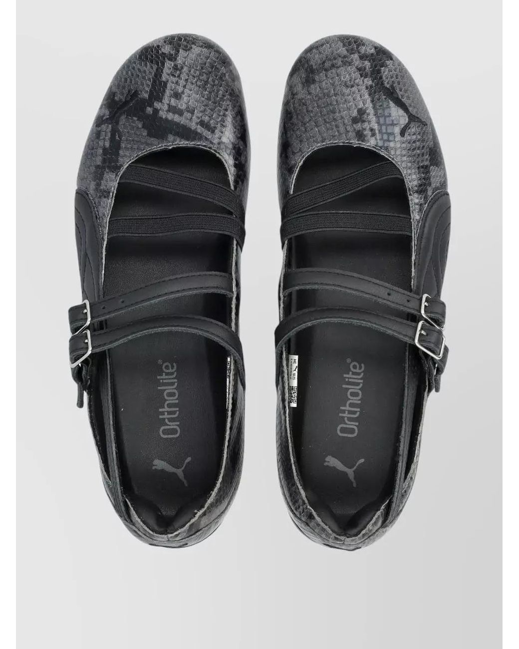 PUMA Blue Leather Snake-Effect Ballerina Flats