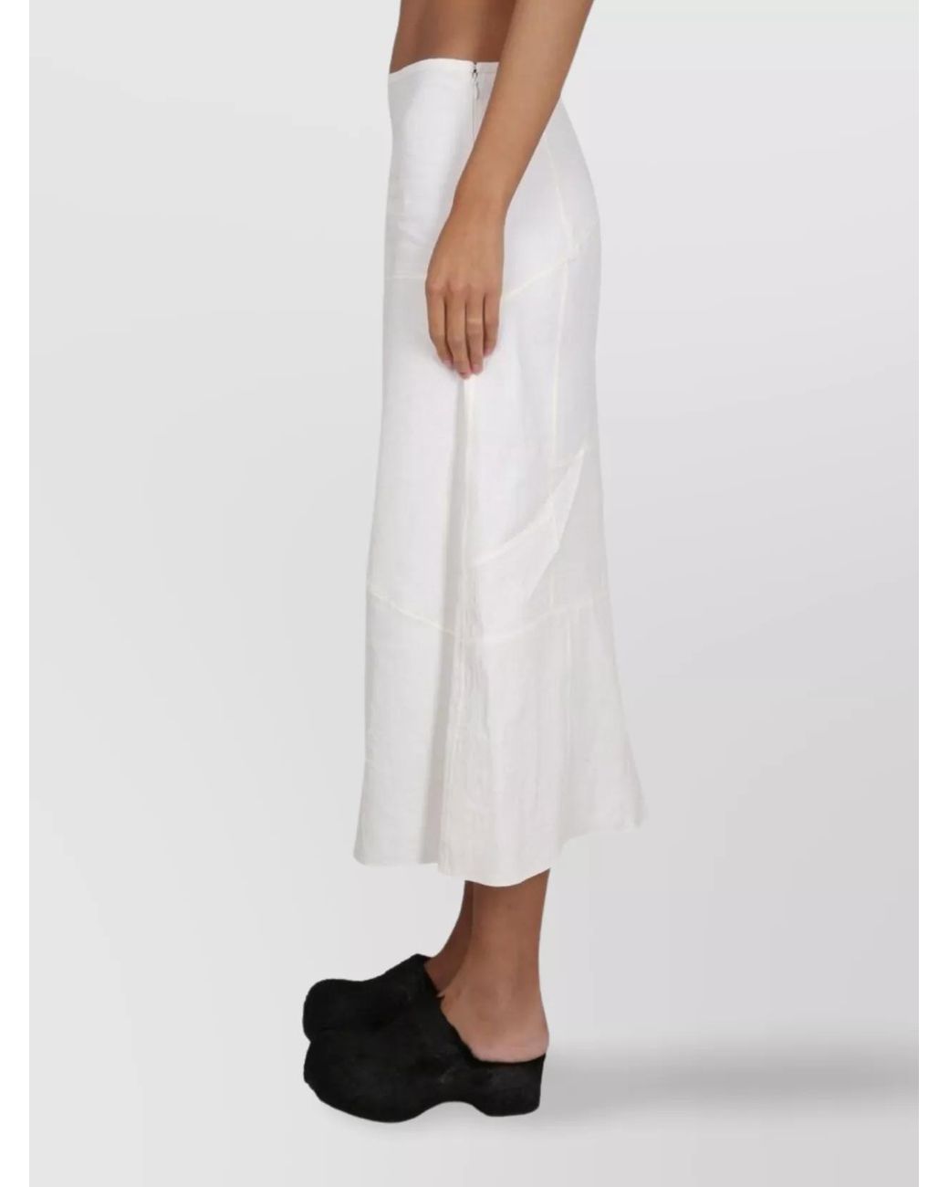 Jil Sander White Linen A-Line Skirt