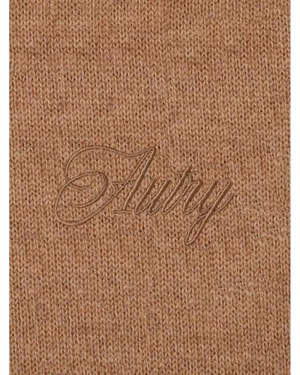 Autry Brown Wool Cropped Logo Embroidered Sweater