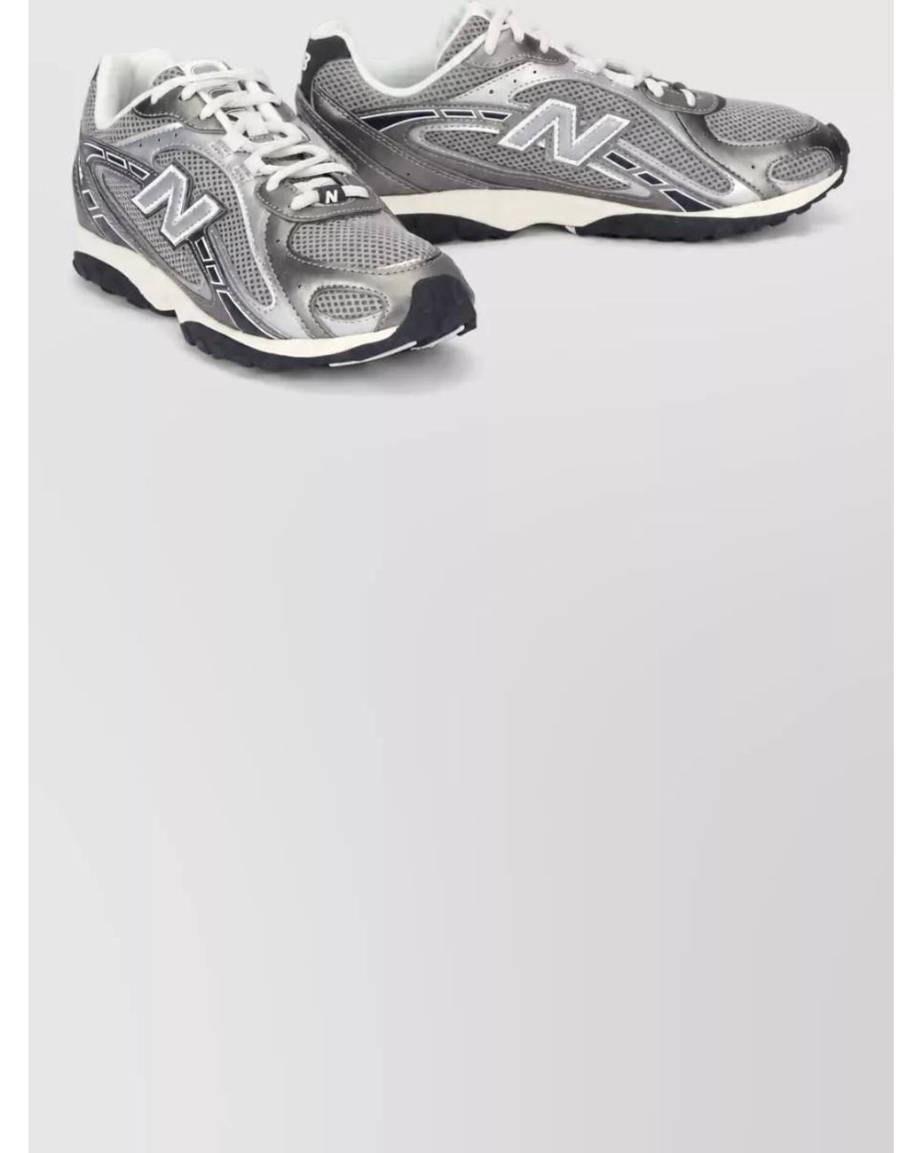 New Balance White Calfskin Mesh Lace-Up Sneakers