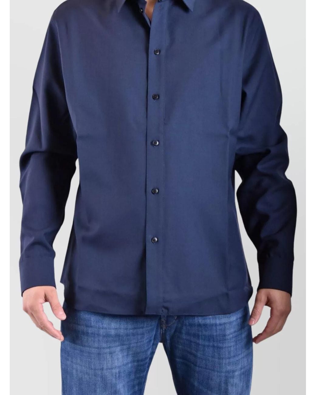 Laneus Blue Virgin Wool Shirt for men
