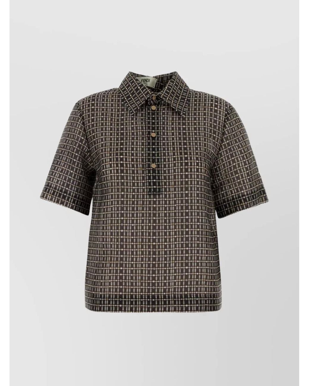 Fendi Gray Silk Polo Shirt