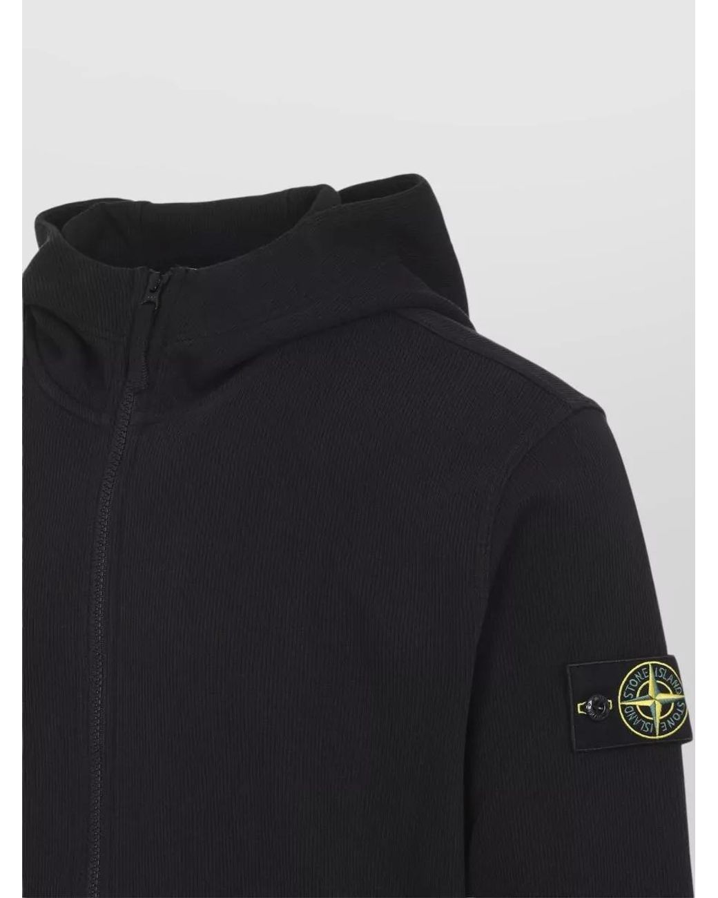 Stone Island Blue Cotton Zip-Up Hooded Jacket for men