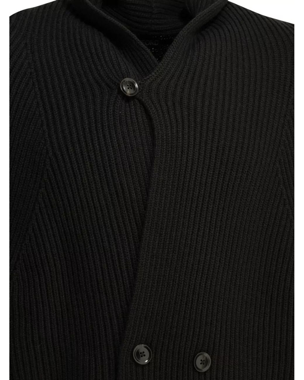 Tom Ford Black Cashmere Double-Breasted Cardigan for men