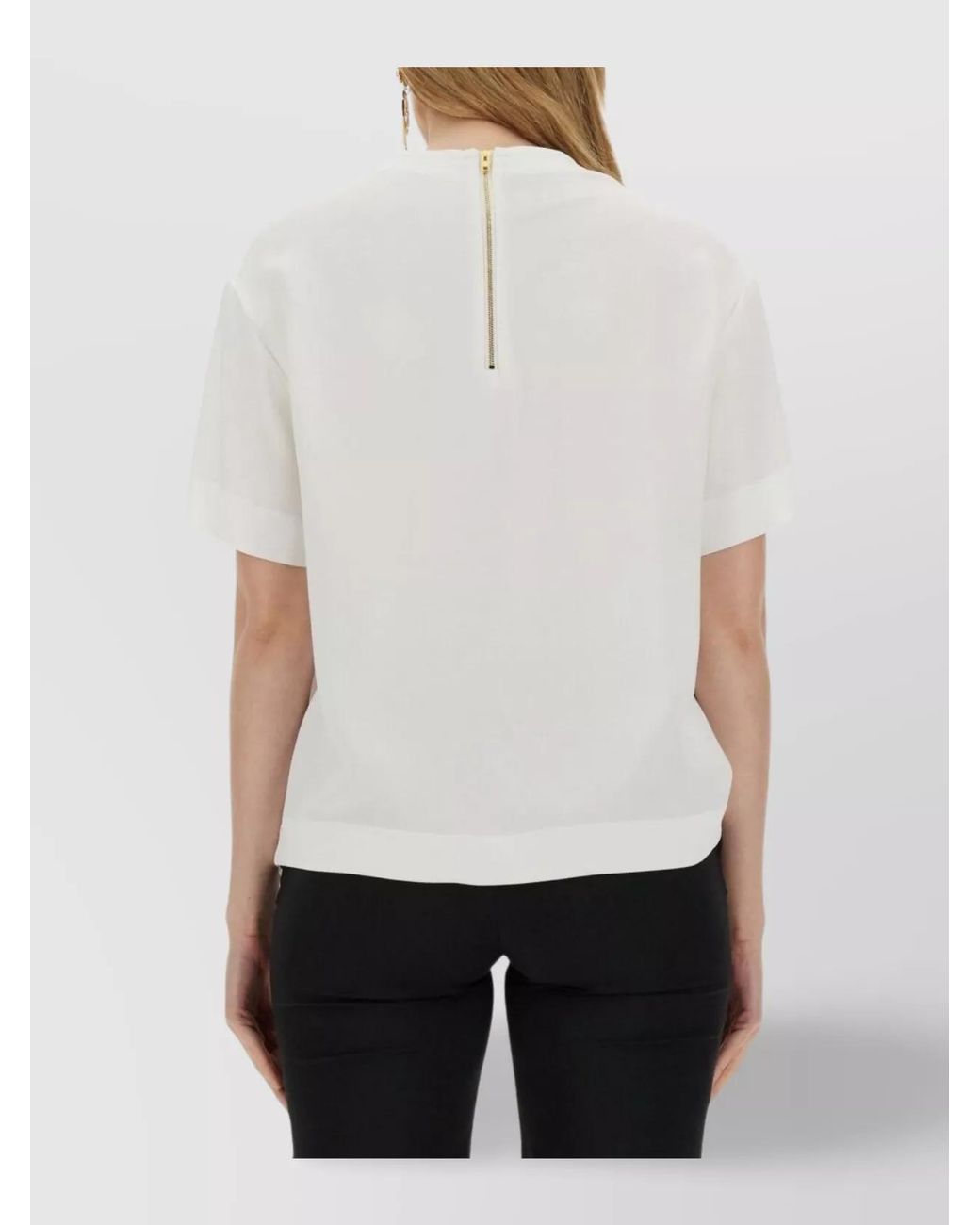 Moschino White Satin Regular-Fit Blouse
