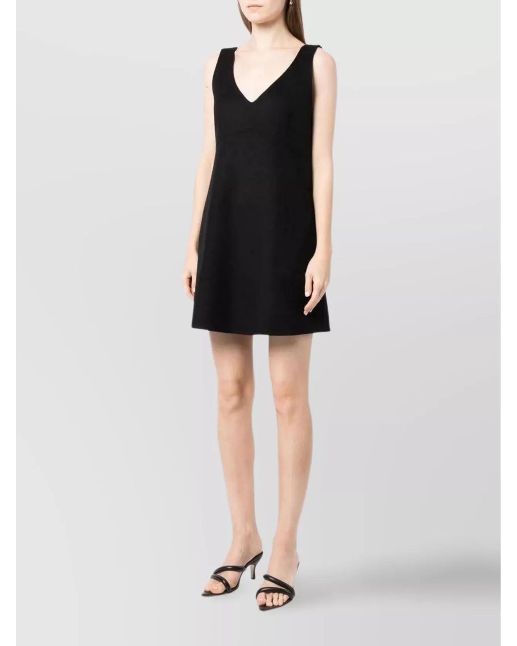 P.A.R.O.S.H. Black Wool V-Neck Sleeveless Mini Dress