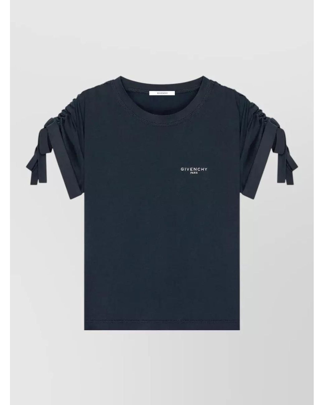 Givenchy Blue Cotton Bow-Detail Short-Sleeve T-Shirt