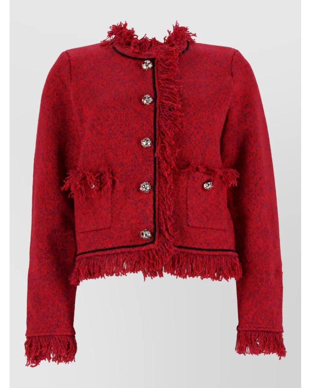 Self-Portrait Red Two-Tone Single-Breasted Blazer