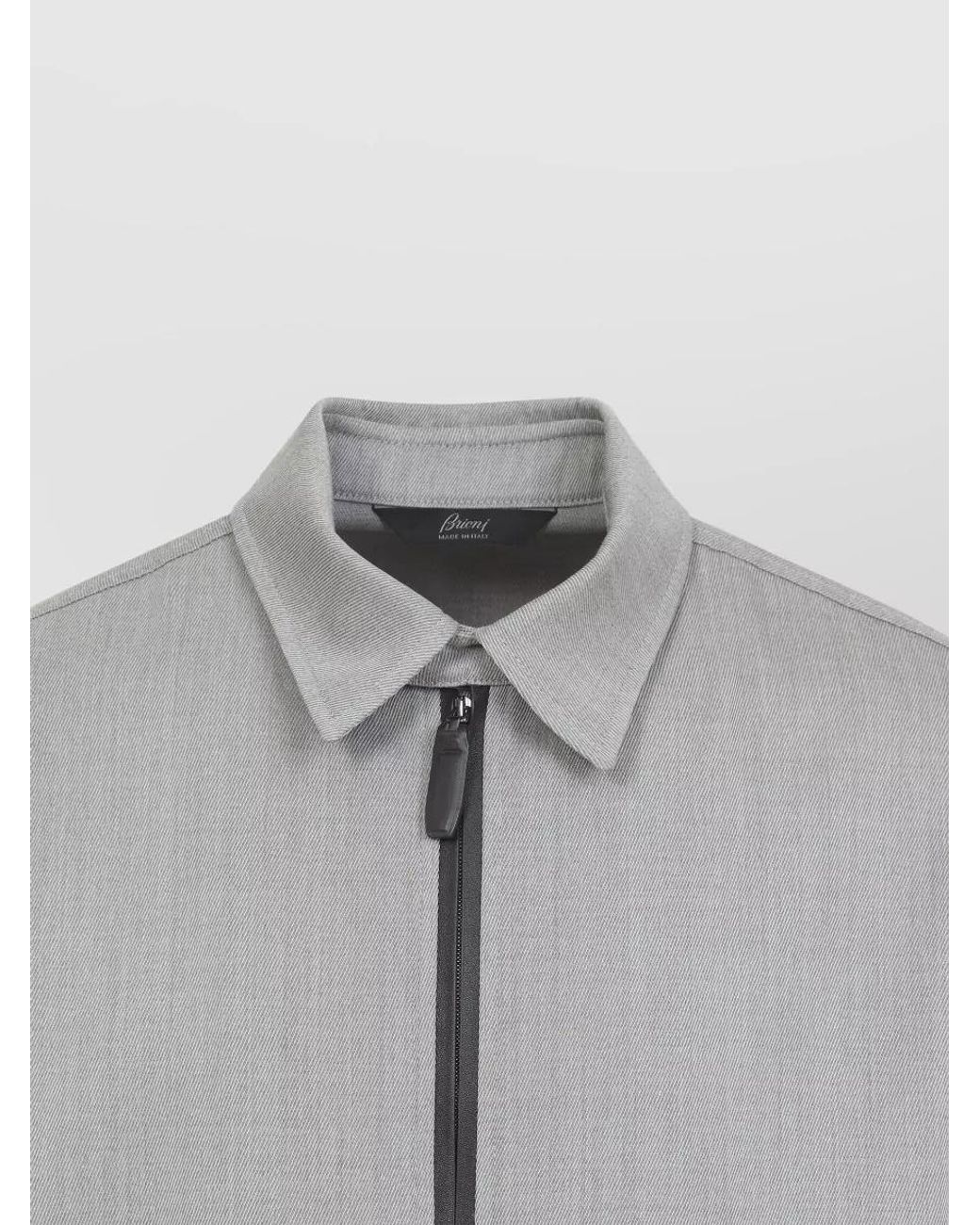 Brioni Gray Wool Zip-Up Blouson Jacket for men