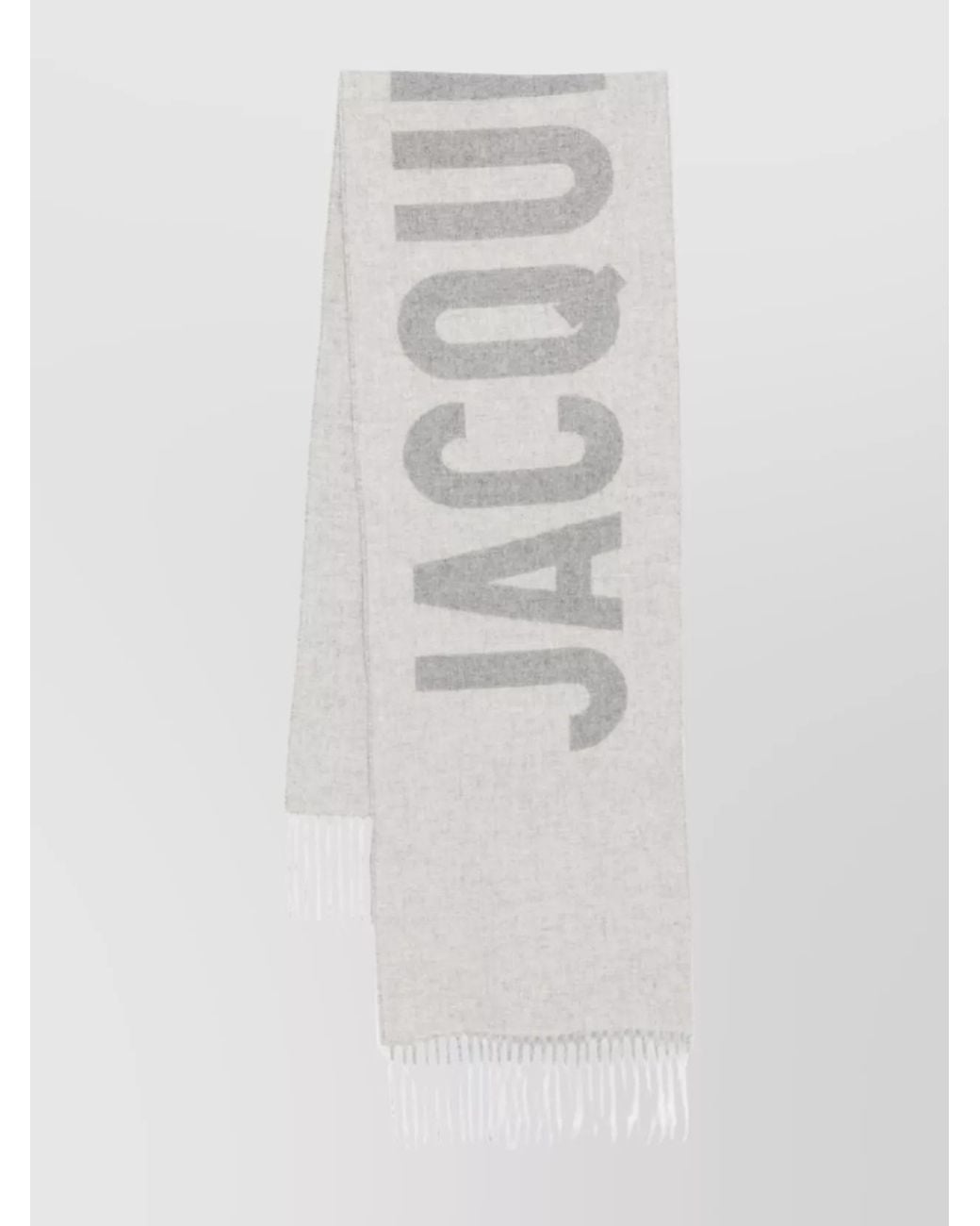Jacquemus White Logo Virgin Wool Scarf