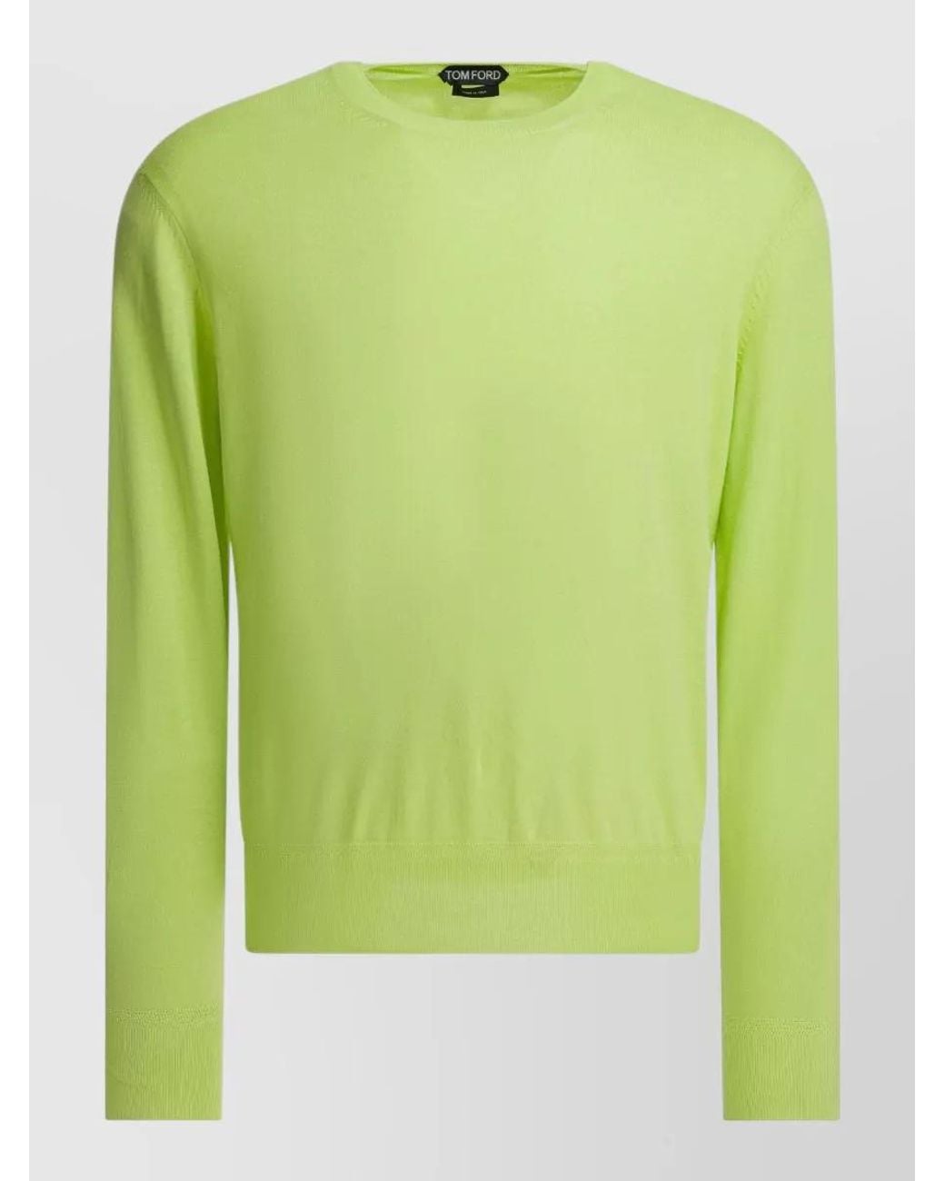 Tom Ford Green Cotton Crew-Neck Long-Sleeve Sweater for men