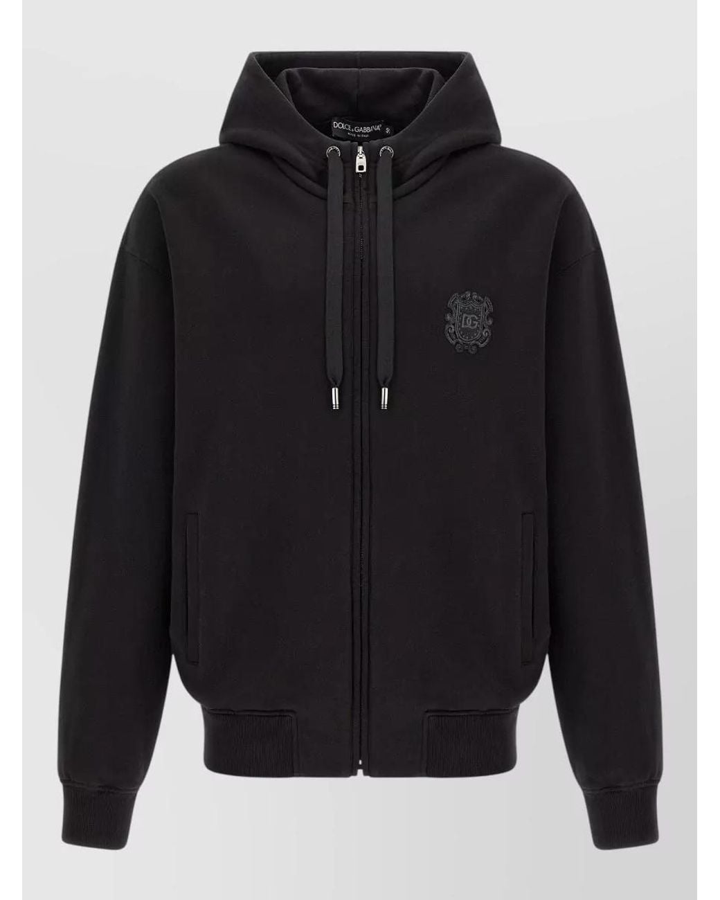 Dolce & Gabbana Blue Ribbed Hooded Zip Jacket for men
