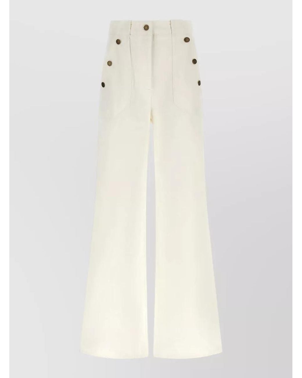 Max Mara White High-Rise Wide-Leg Cotton Trousers