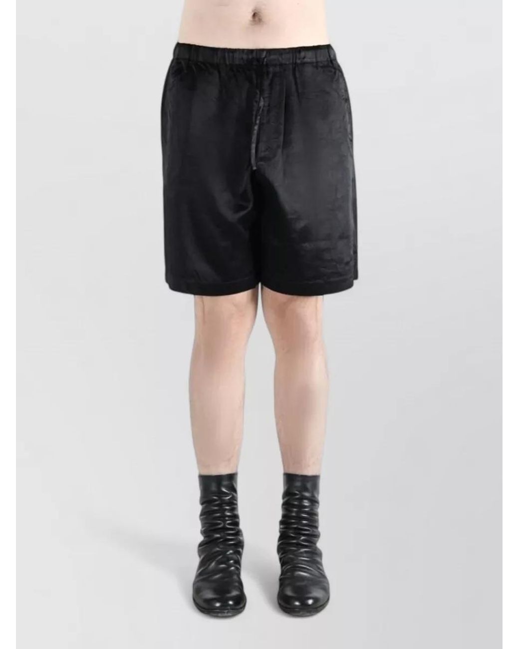 Dries Van Noten Black Viscose Blend Drawstring Tailored Shorts for men