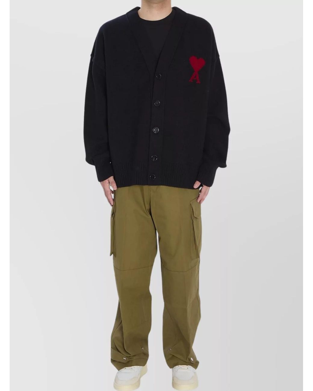 AMI Blue Wool Oversized Cardigan for men