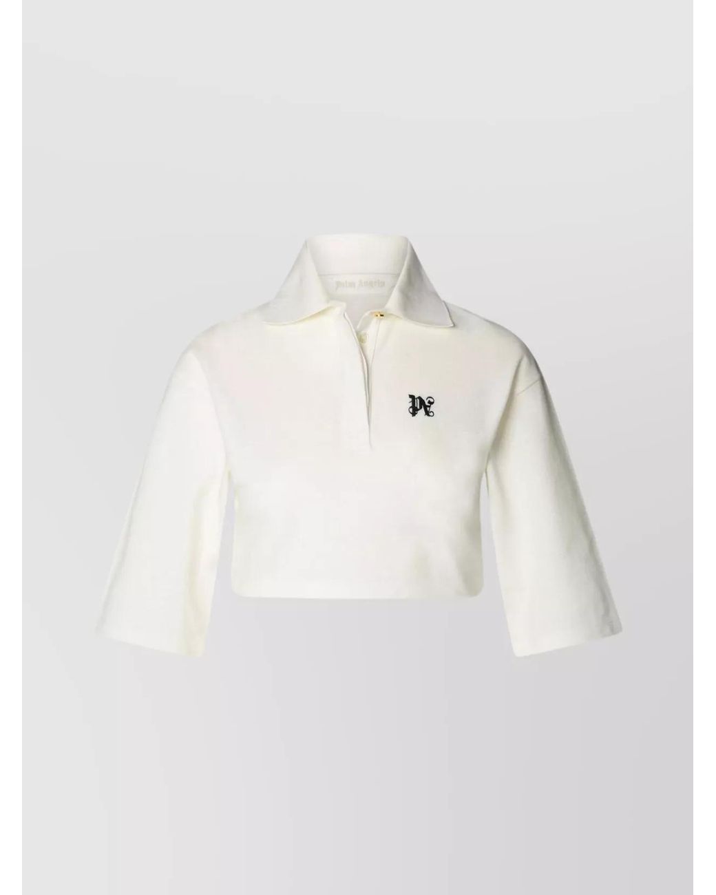 Palm Angels Natural Cropped Logo-Print Polo Shirt