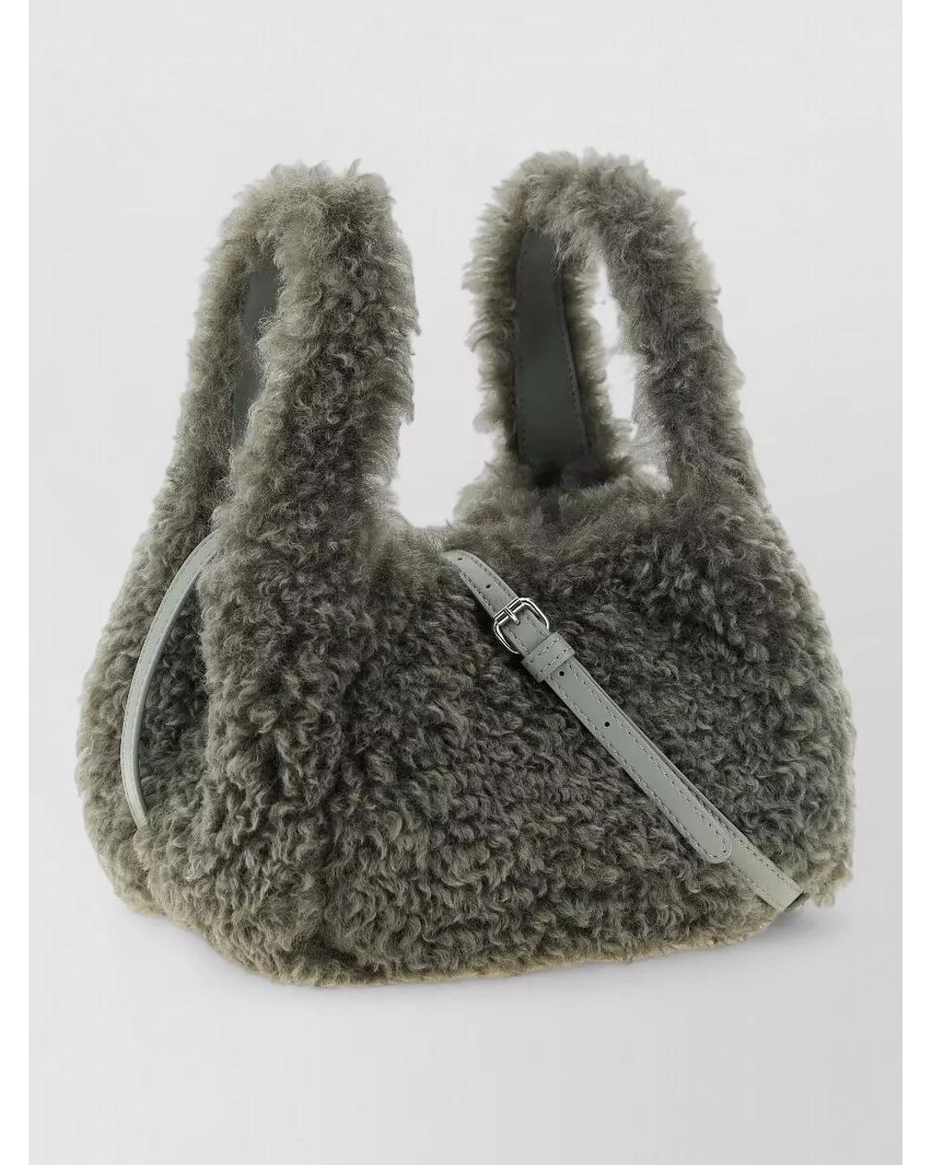 Stella McCartney Gray Stella Logo Shearling Effect Tote Bag