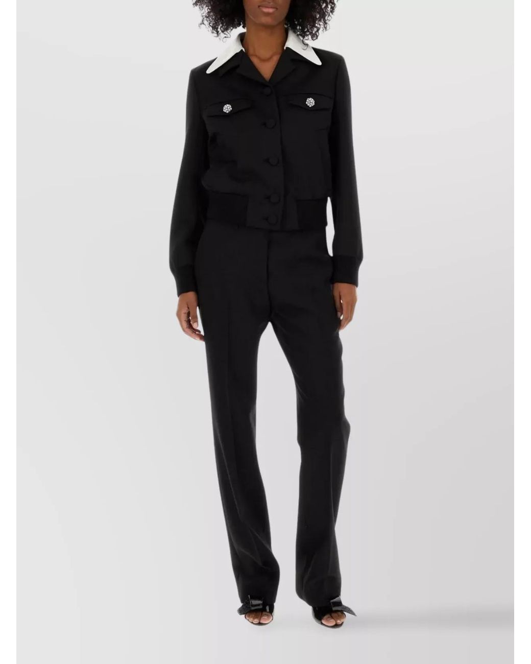 Prada Black Wool Pleated Tailored Trousers