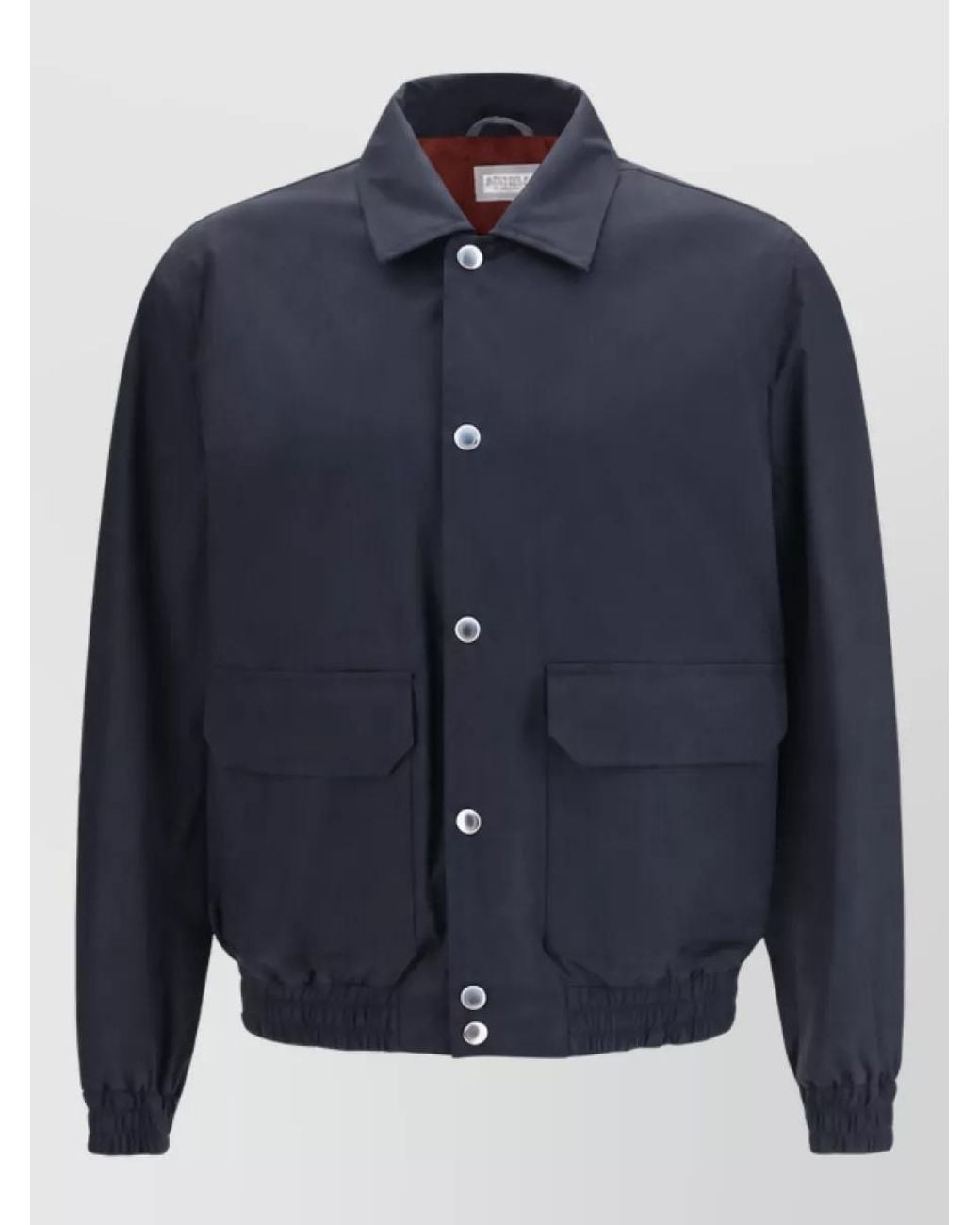 Brunello Cucinelli Blue Silk Biker Jacket for men