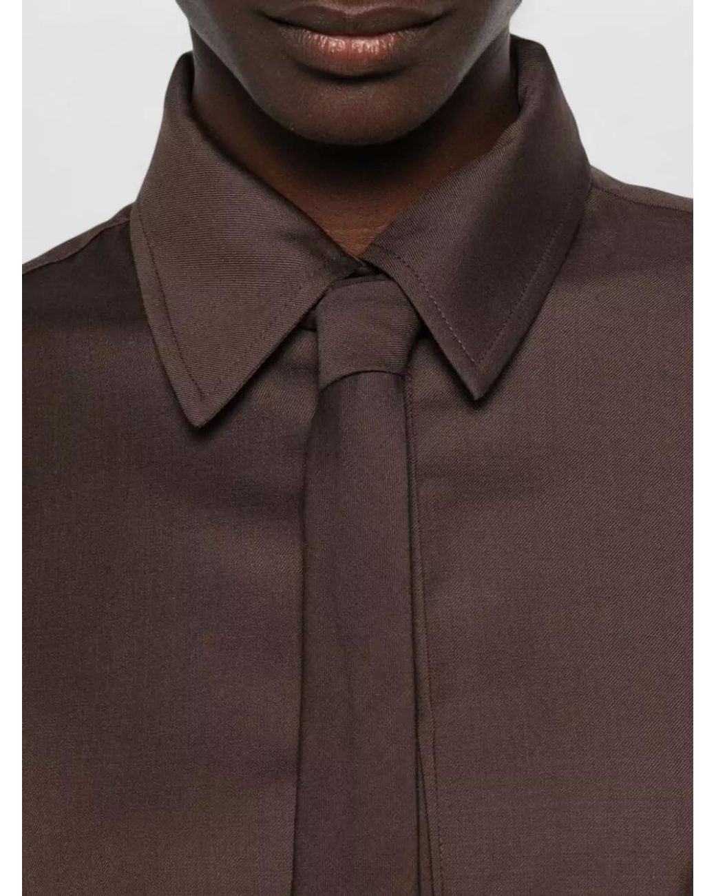 Frankie Shop Brown Tie Neck Shirt