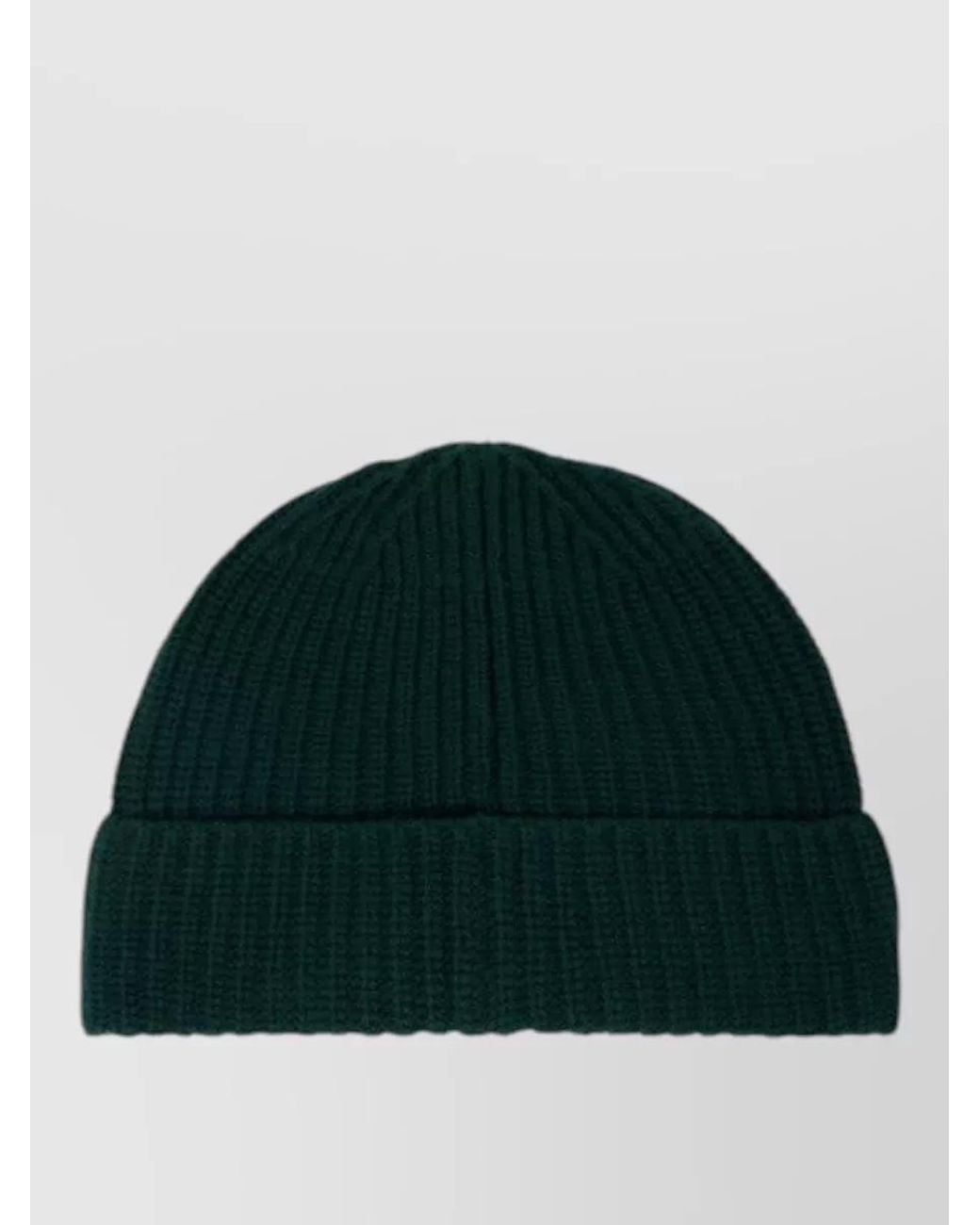 Stone Island Green Ribbed Virgin Wool Beanie for men