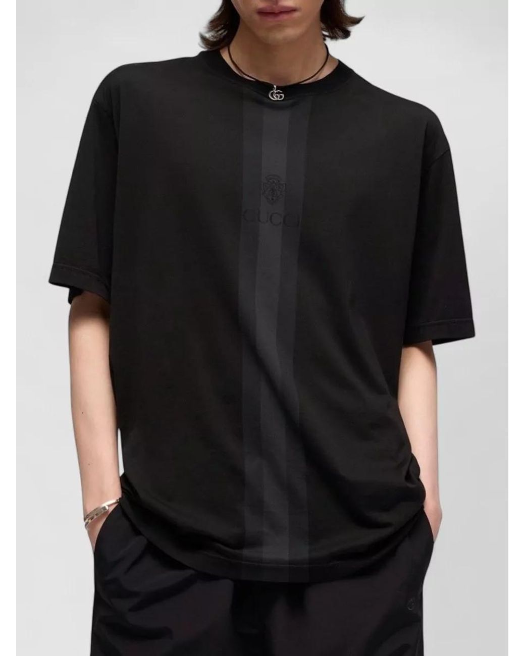 Gucci Black Cotton Logo-Print T-Shirt for men