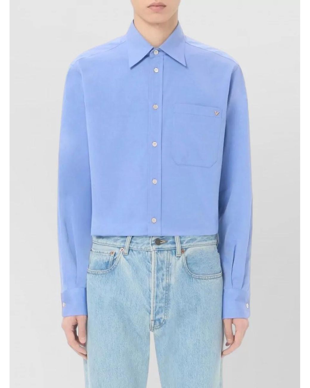 Valentino Garavani Blue Cotton Oxford Shirt for men