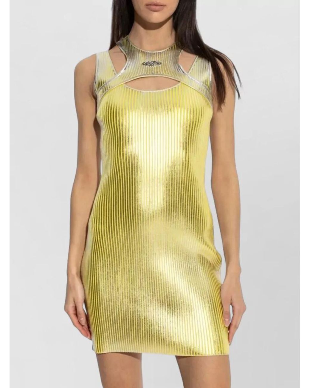 Casablanca Yellow Sleeveless Cutout Mini Dress