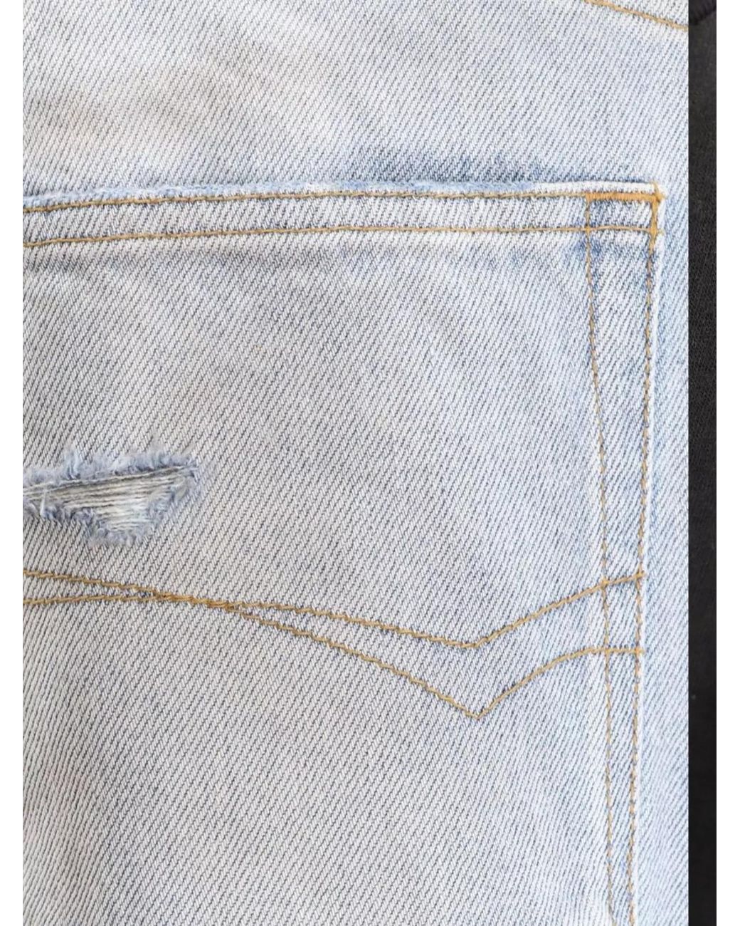 Balenciaga Gray Distressed Wide-Leg Jeans for men