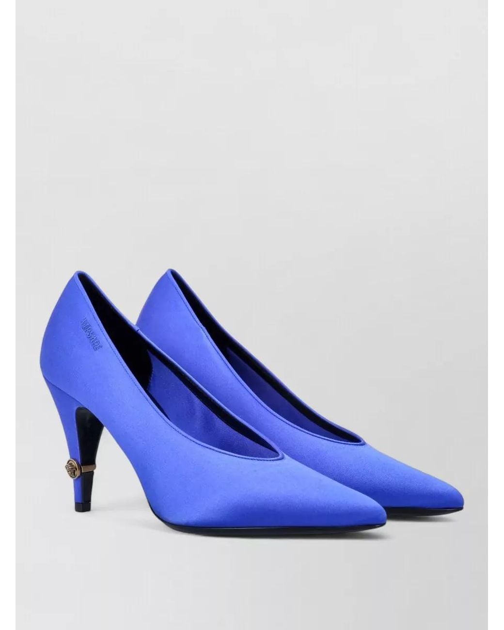 Versace Blue Satin Pointed-Toe High-Heel Pumps