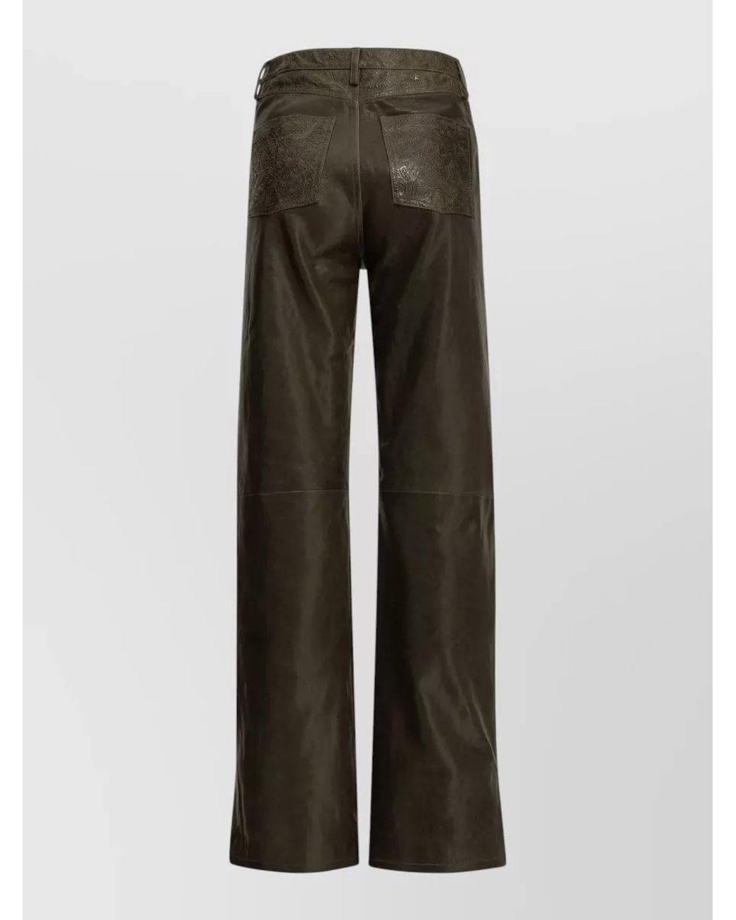 Golden Goose Deluxe Brand Gray Leather High-Rise Straight-Leg Pants