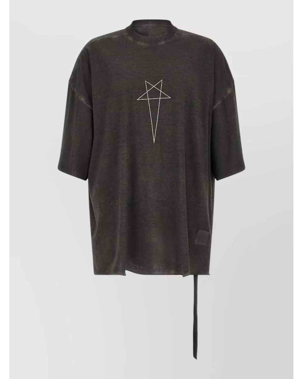 Rick Owens Black Cotton Oversized Printed T-Shirt for men