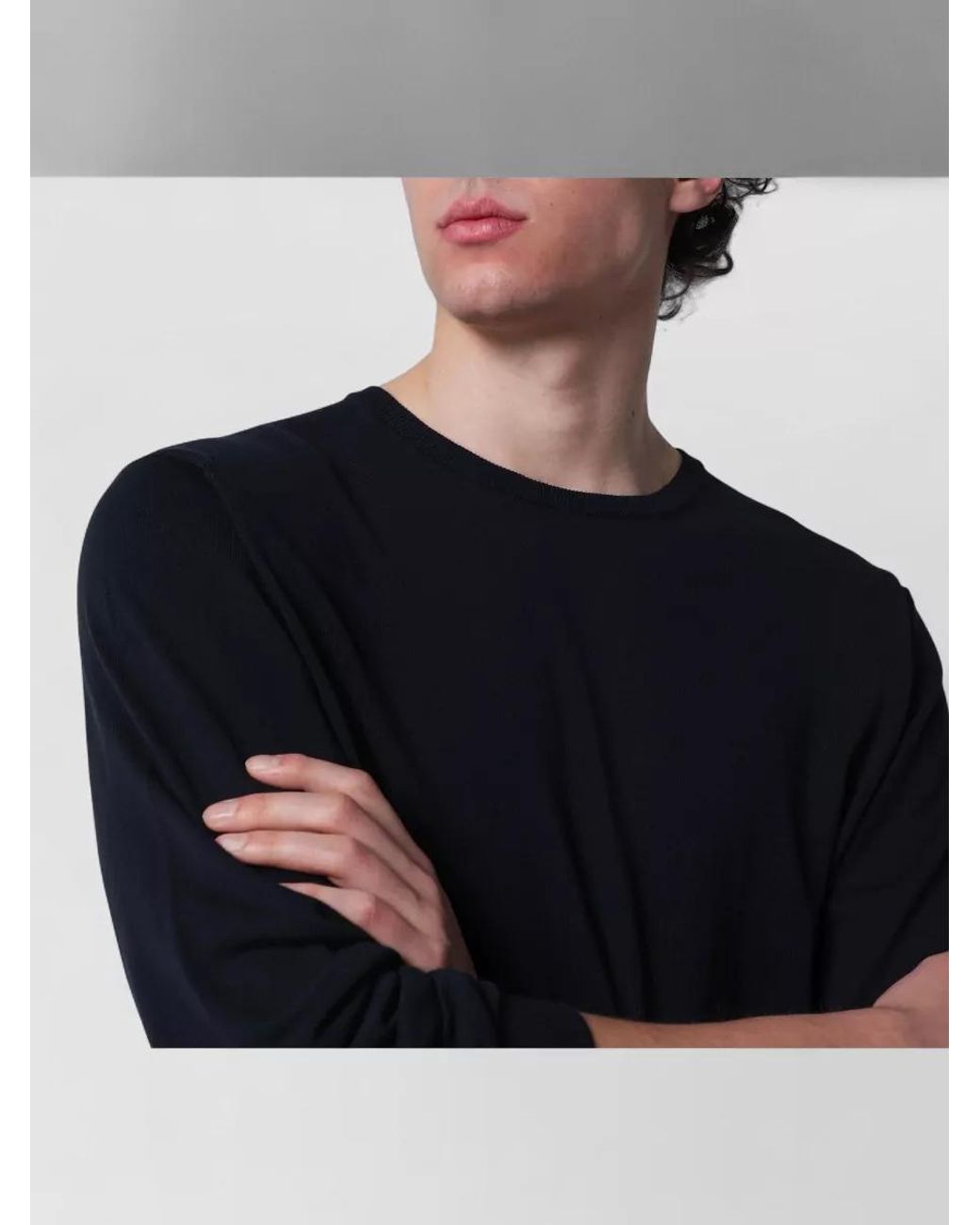 Roberto Collina Blue Cotton Crewneck Sweater for men