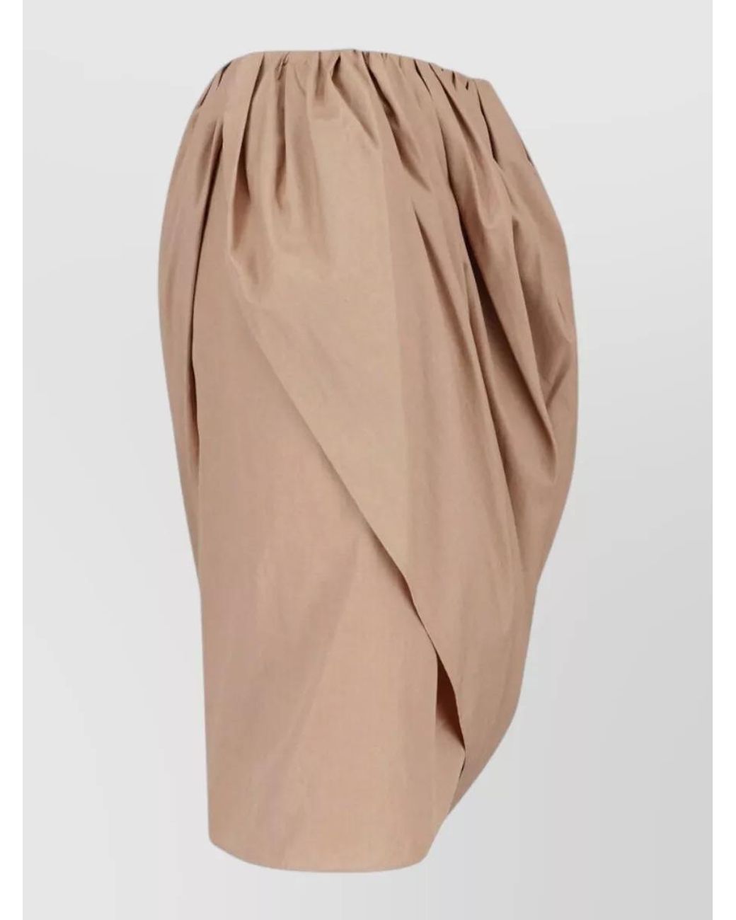 Chloé Natural Cotton Draped Gathered Asymmetric Wrap Midi Skirt