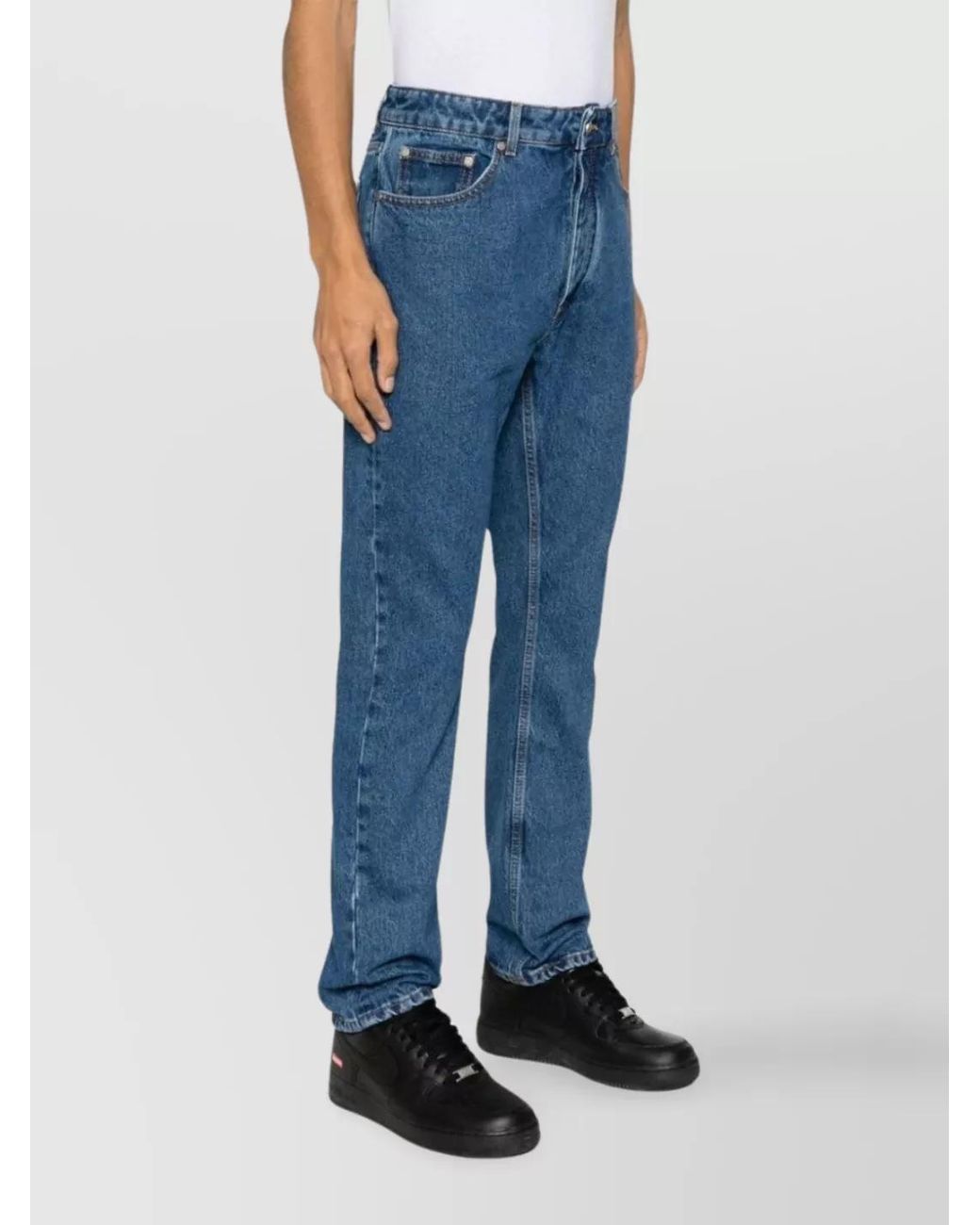 Palm Angels Blue Denim Monogram Straight-Leg Jeans for men