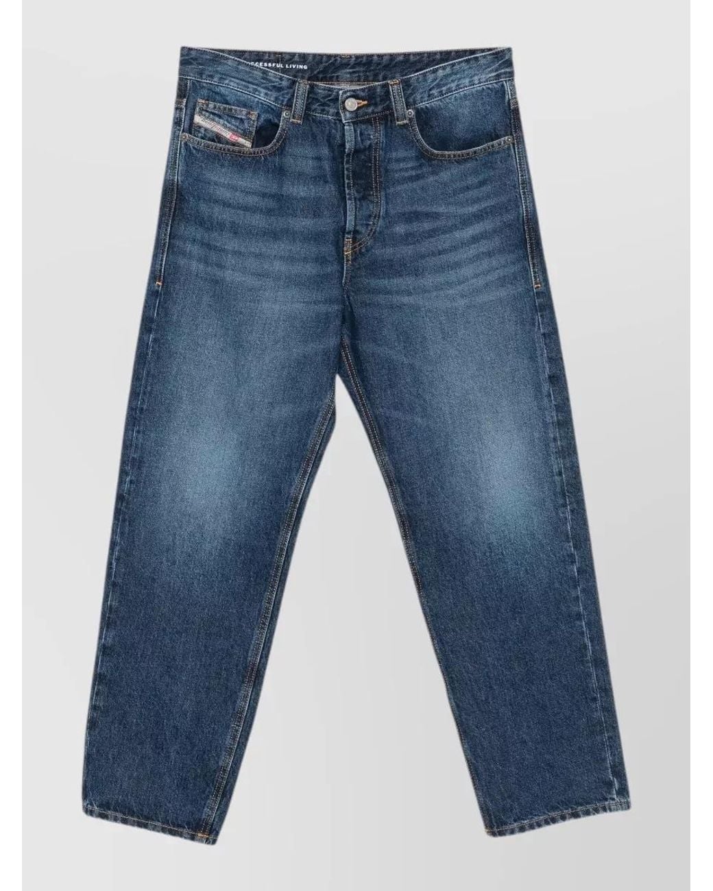 DIESEL Blue Mid-Rise Slightly Tapered Jeans for men