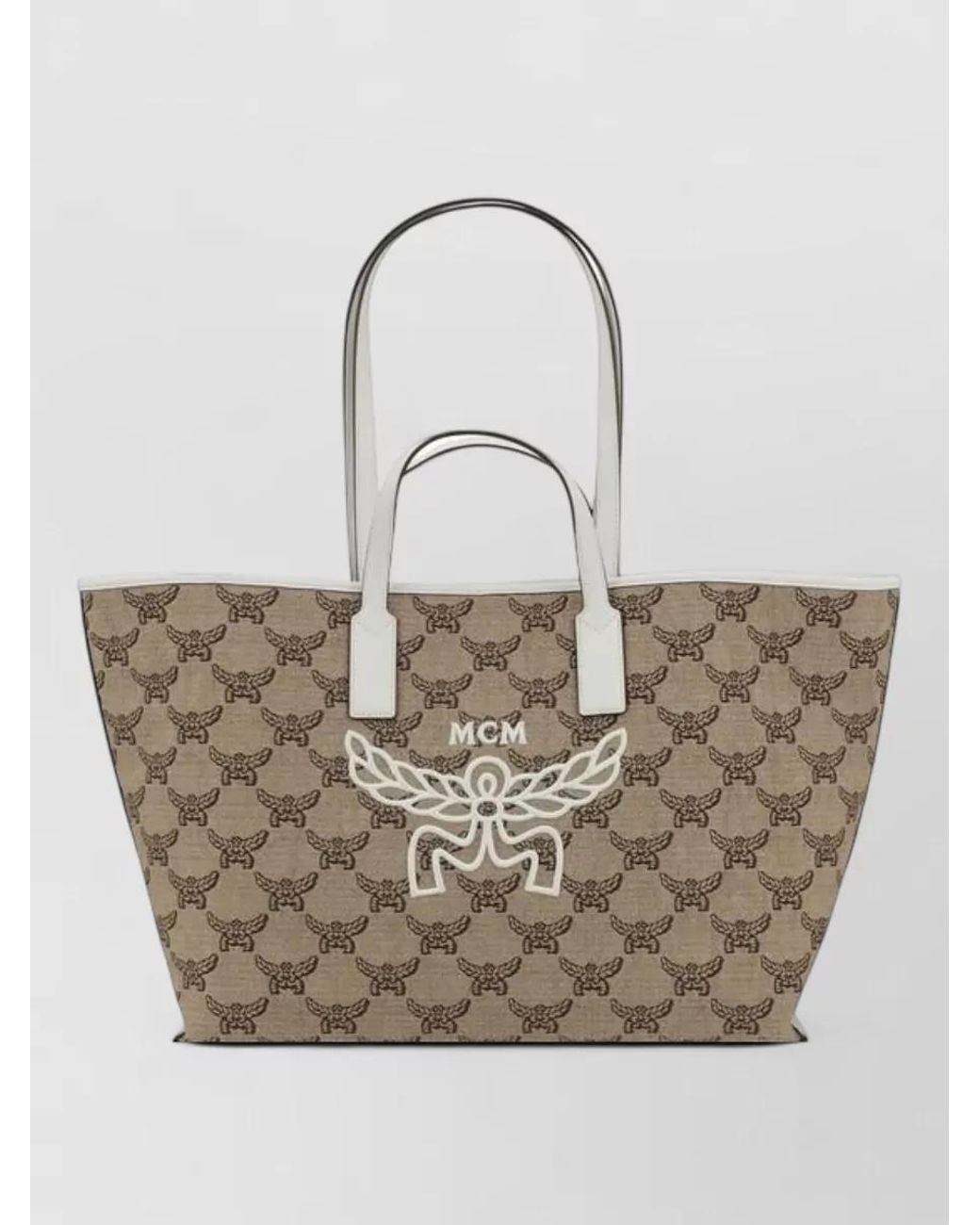 MCM Natural Medium Himmel Calf Leather Tote Bag