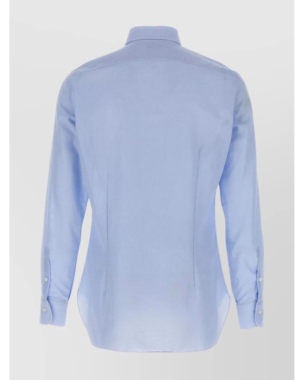 Barba Napoli Blue Honeycomb Cotton Shirt for men