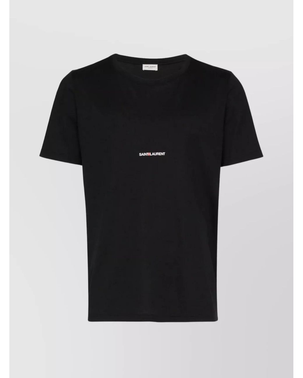 Saint Laurent Black Cotton Crew Neck Logo T-Shirt for men