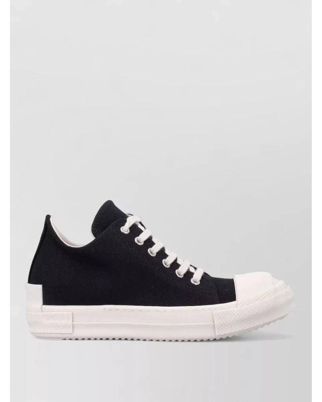 Rick Owens White Cotton Low-Top Lace-Up Sneakers