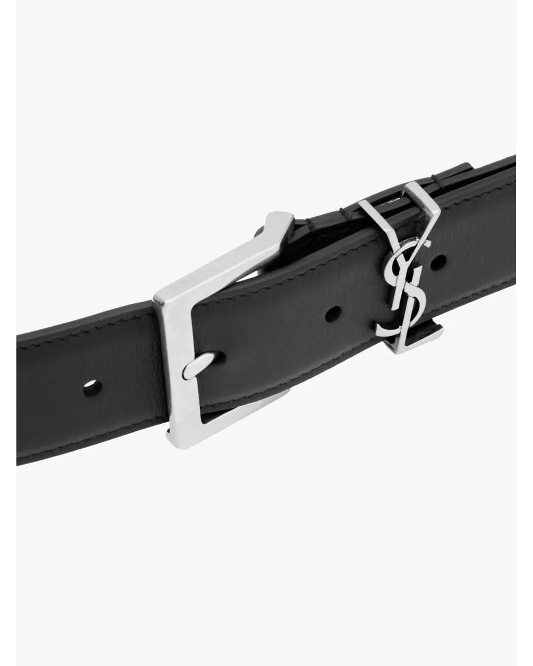 Saint Laurent White Calf Leather Belt for men
