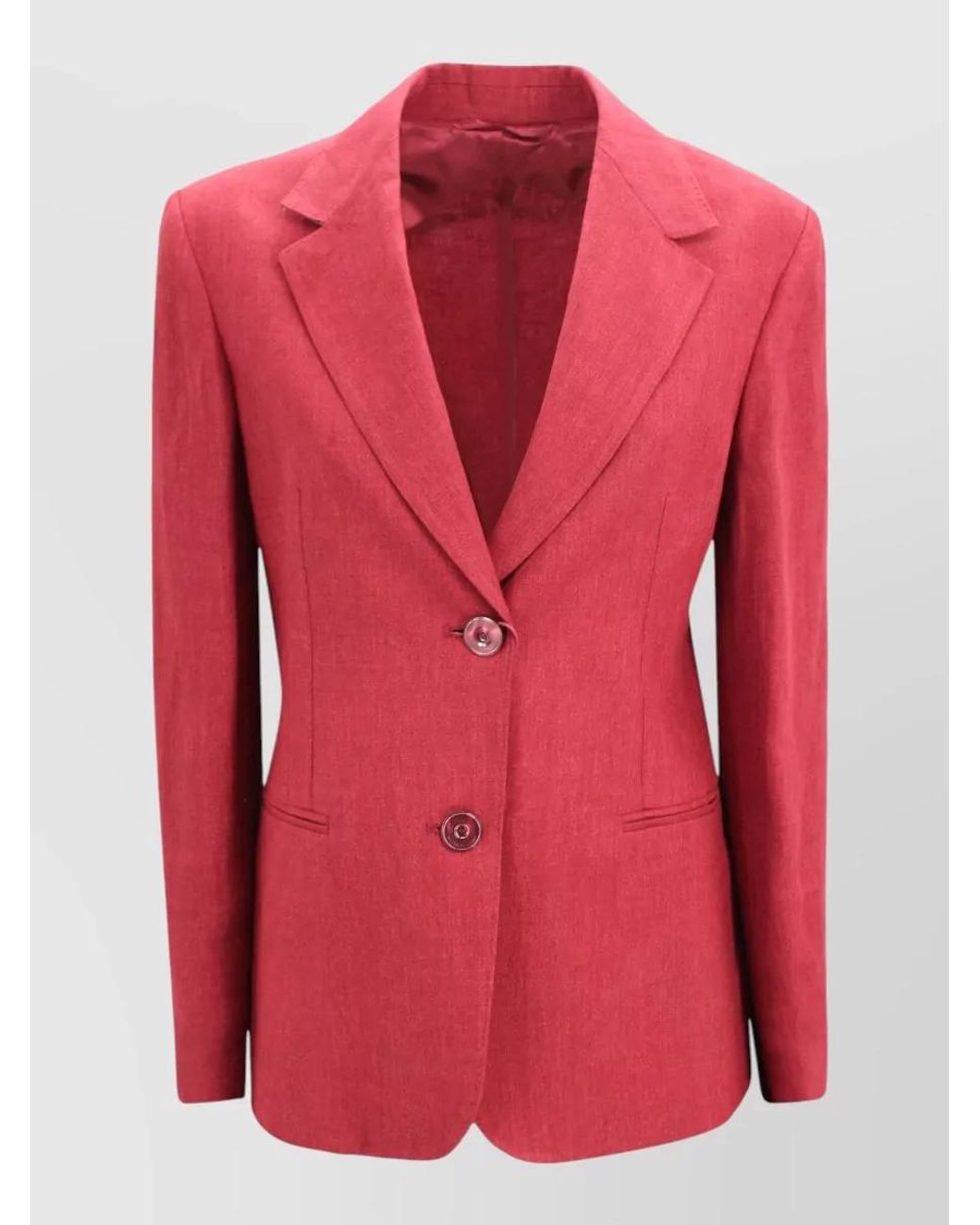 Max Mara Red Linen Single-Breasted Blazer