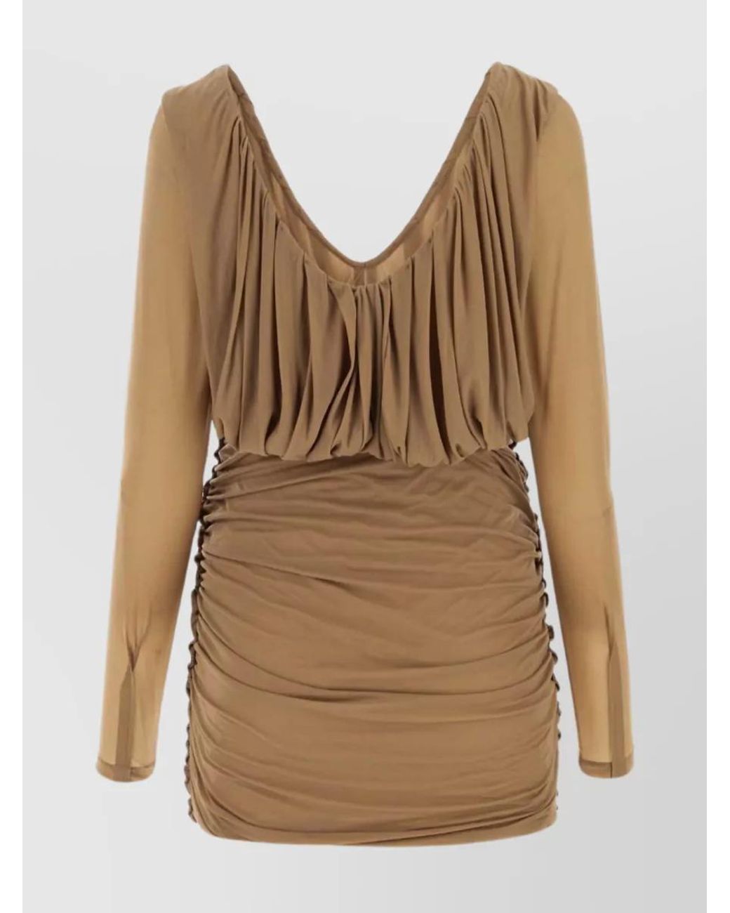 Saint Laurent Brown Biscuit Jersey Mini Dress