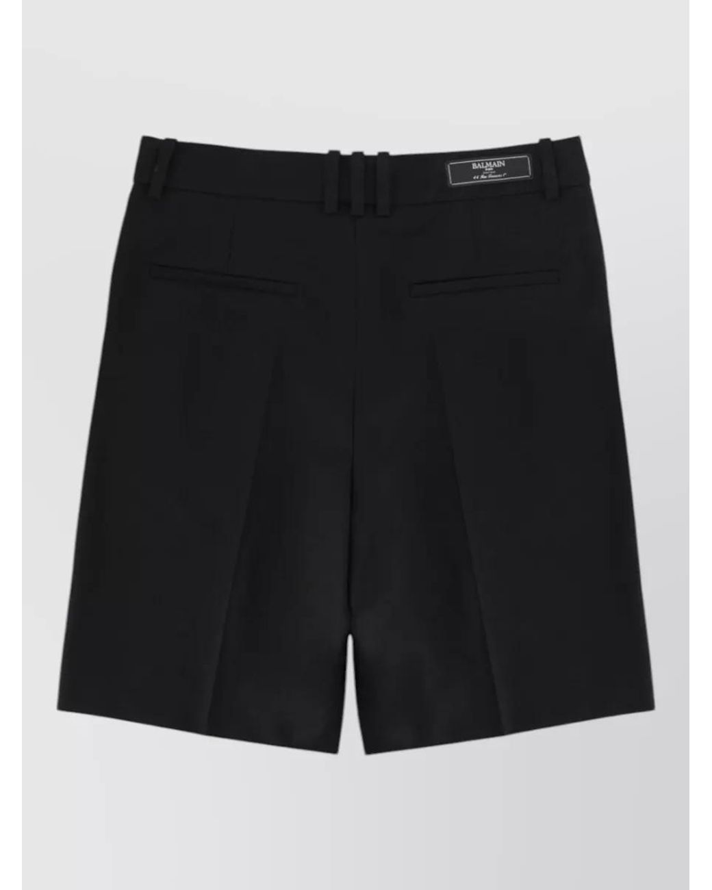 Balmain Black Wool Tailored Shorts for men