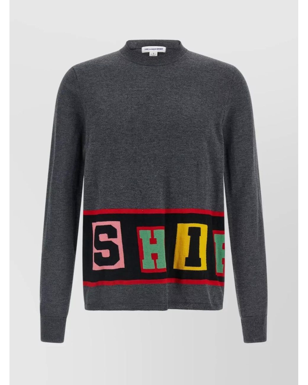 Comme des Garçons Gray Graphic Design Crew Neck Long Sleeve Sweater for men