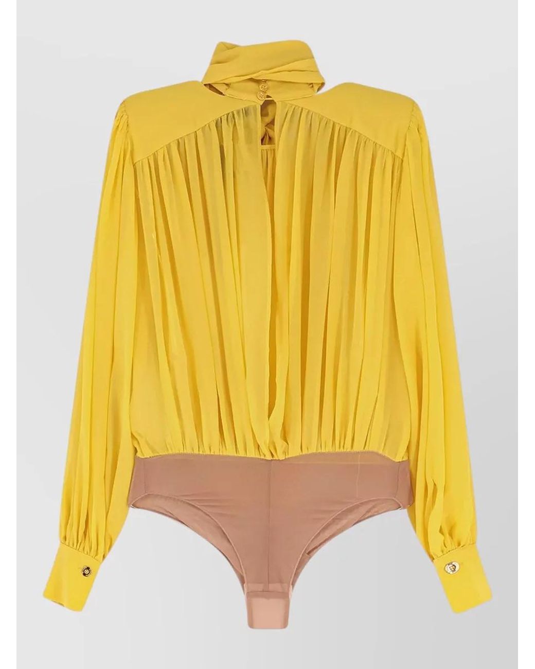 Elisabetta Franchi Yellow Silk Long-Sleeve Blouse