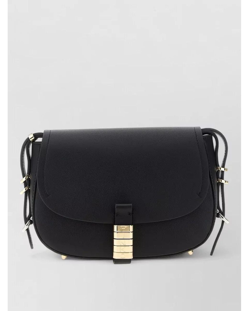 Pinko Black Mini Calfskin Leather Shoulder Bag