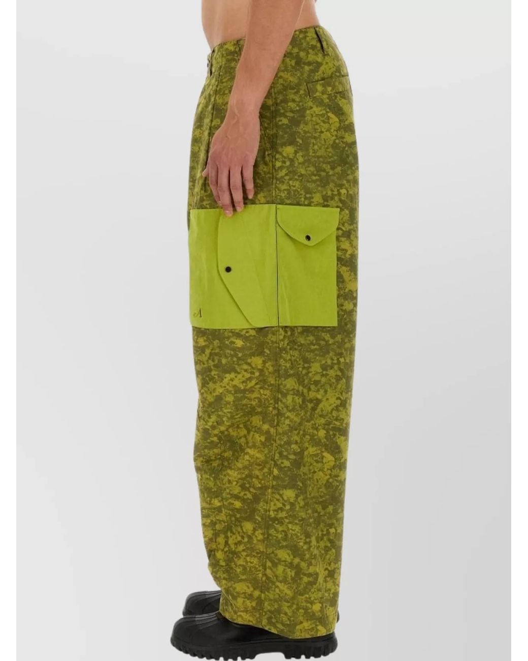 C P Company Green Wide-Leg Cargo Trousers for men