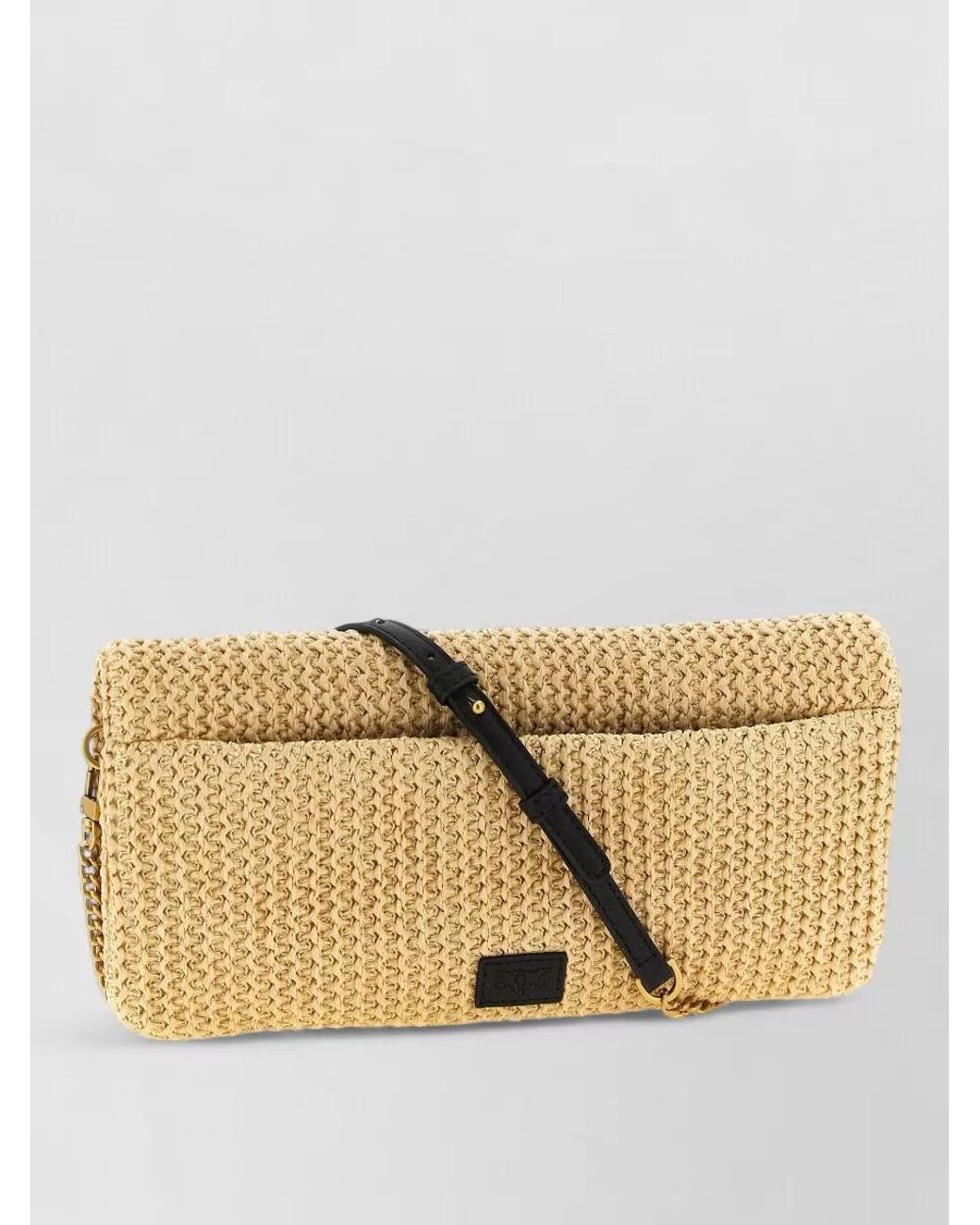 Pinko Natural Love Bag Click Raffia Shoulder Bag
