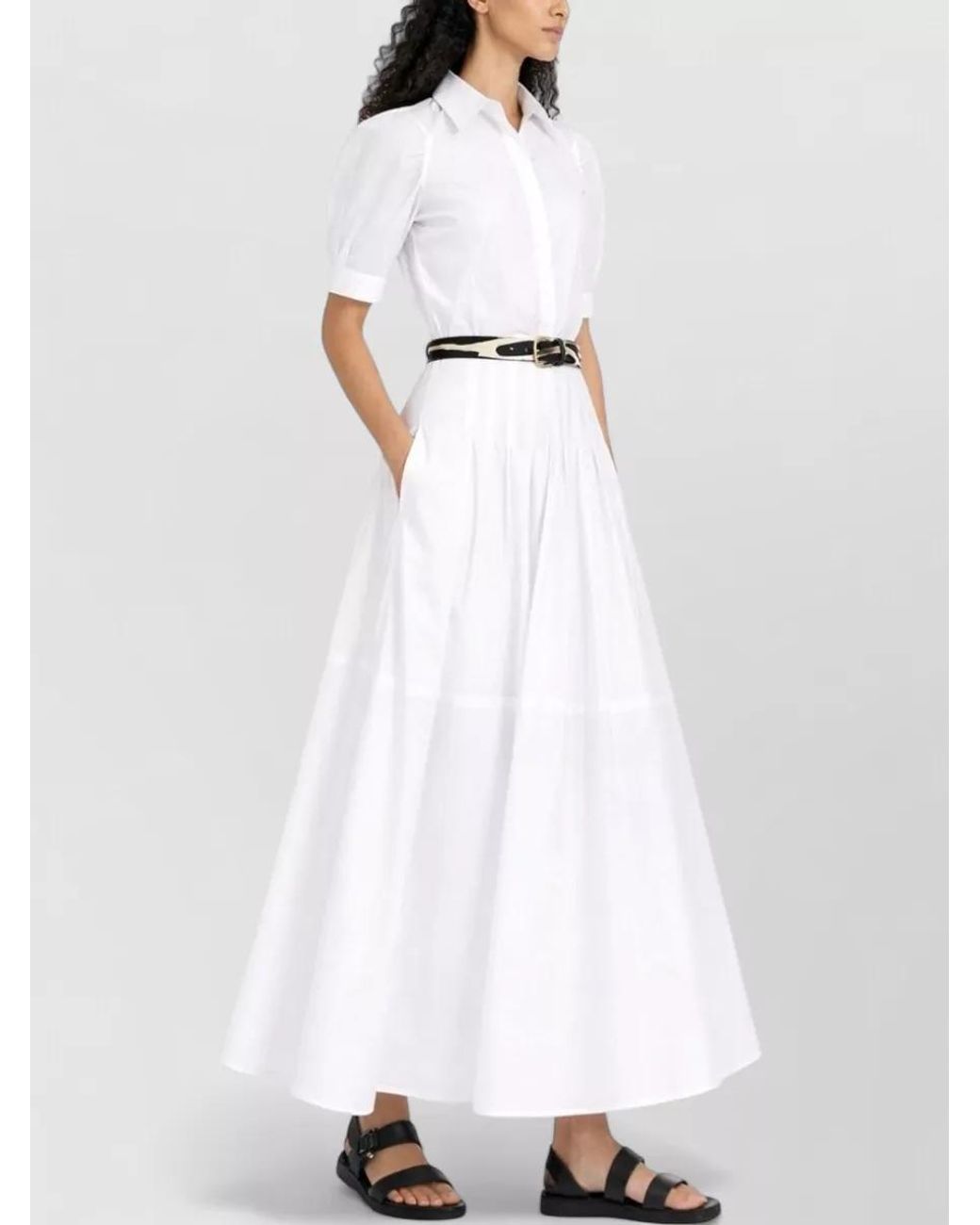 Max Mara White Wide-Fit Cotton Midi Skirt
